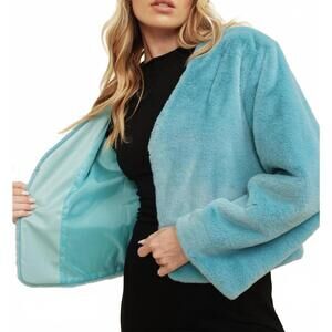 NEW CLOUD TEN faux fur coat in aqua